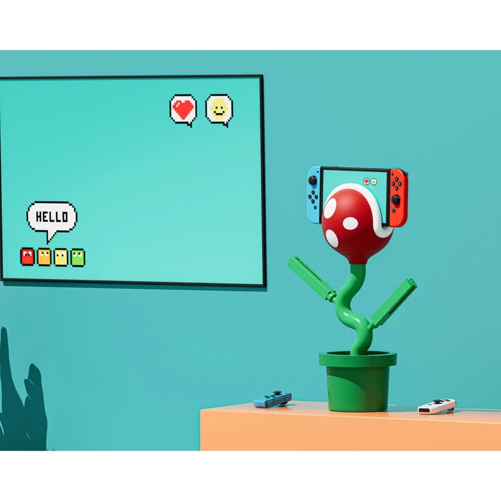 Estação de carregamento Powkong Piranha for Switch 2 All-in-One Hybrid Station, vista lifestyle: dock em forma de planta
