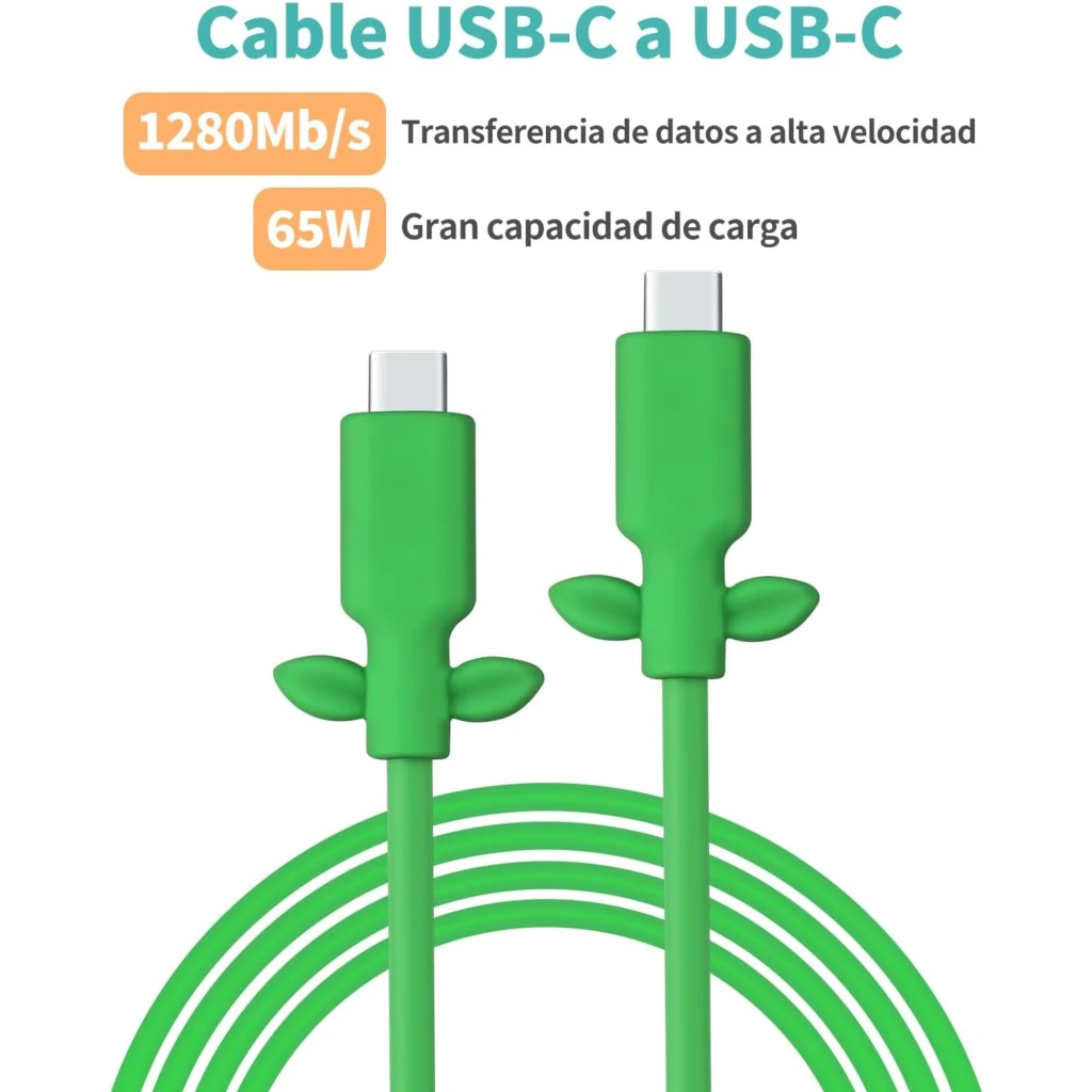 Carregador Powkong Pipe-dock Portátil All-in-One GaN 65 W USB-C PD em formato de bloco marrom com múltiplas portas e cabo USB-C verde incluído - Item1