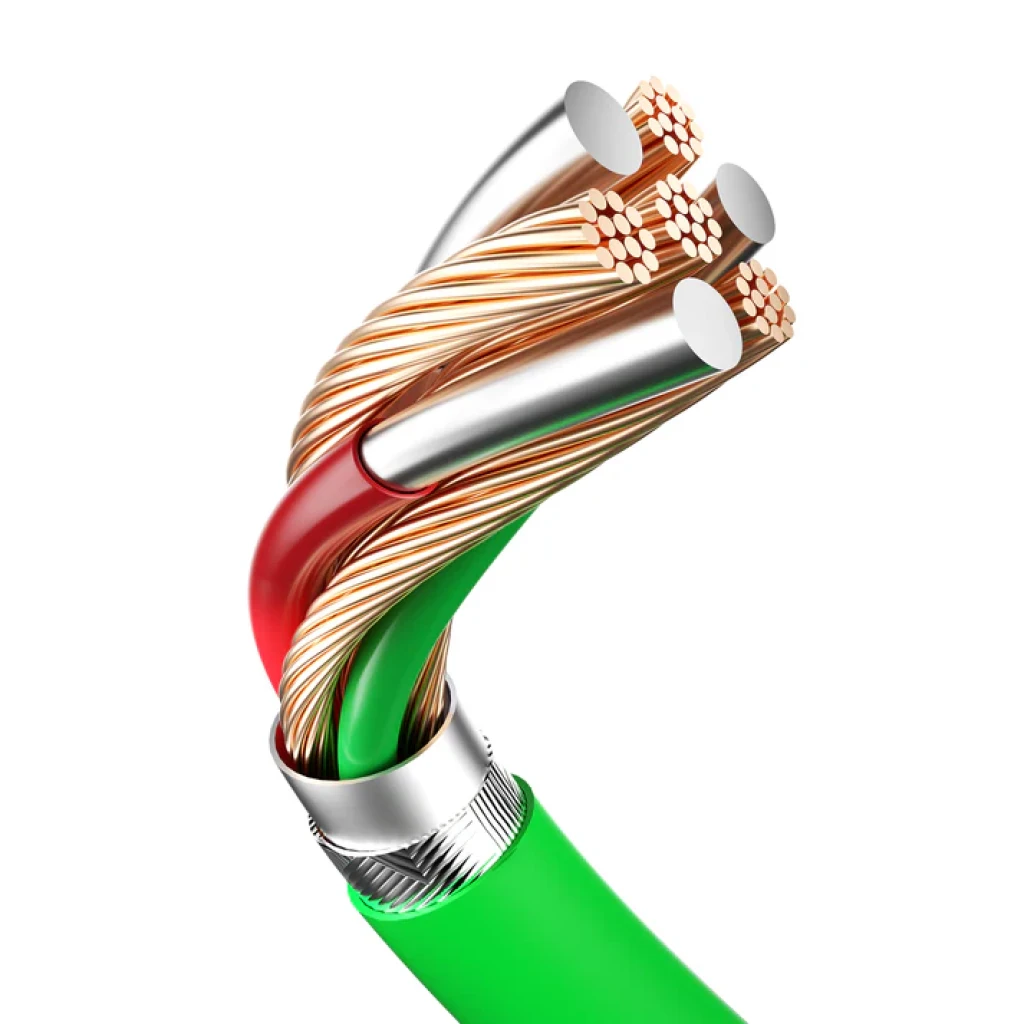 Cabo Powkong Vine USB-C para USB-C verde com folhas decorativas, três segmentos trançados, conectores reforçados, suporte a 240W e 65W fast charge - Item3