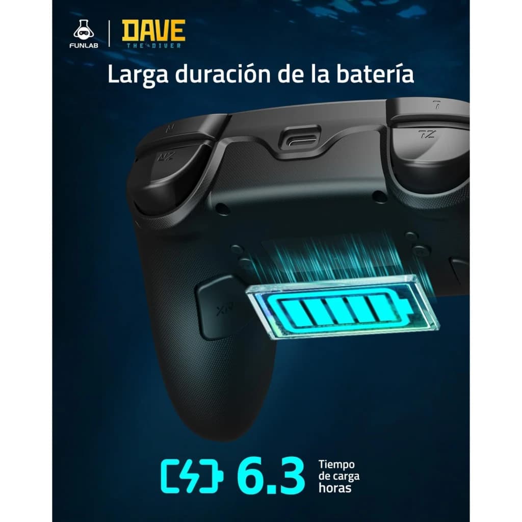 Controle Funlab Luminex Pro Wireless Switch com base de carregamento, destaque para bateria de longa duração e tempo de carga de 6,3 horas