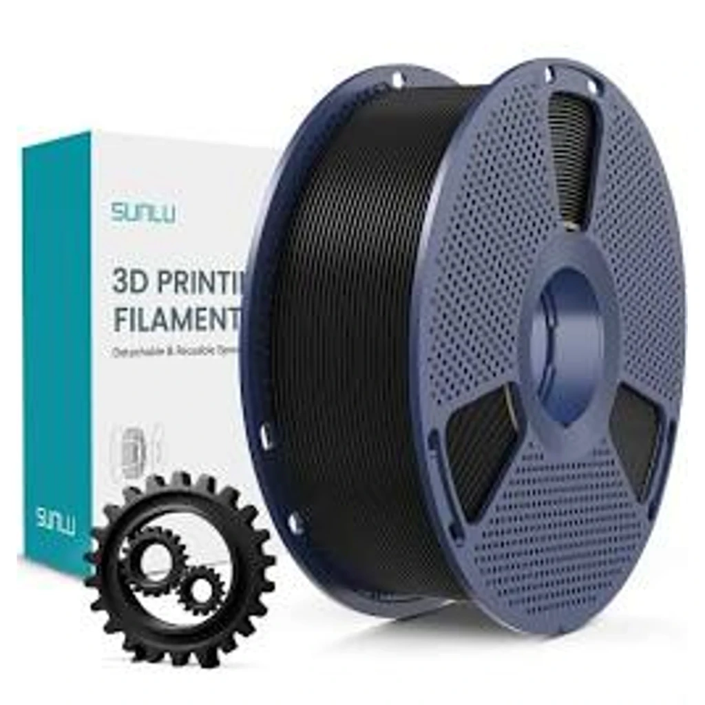 Carretel de filamento PLA+ preto SUNLU 1,75 mm 1 kg, acabamento uniforme, bobina robusta com enrolamento regular e tolerância ±0,02 mm - Item7