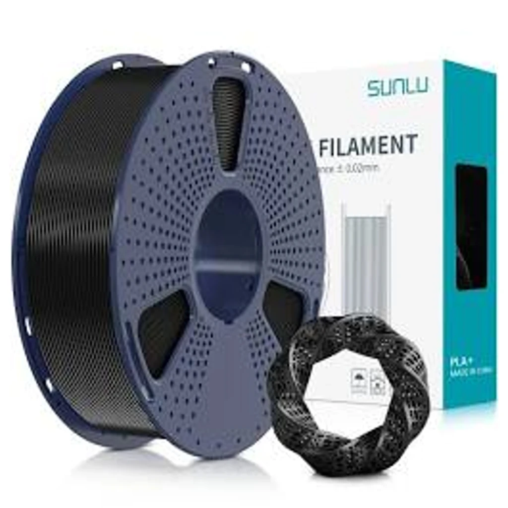 Carretel de filamento PLA+ preto SUNLU 1,75 mm 1 kg, acabamento uniforme, bobina robusta com enrolamento regular e tolerância ±0,02 mm - Item5