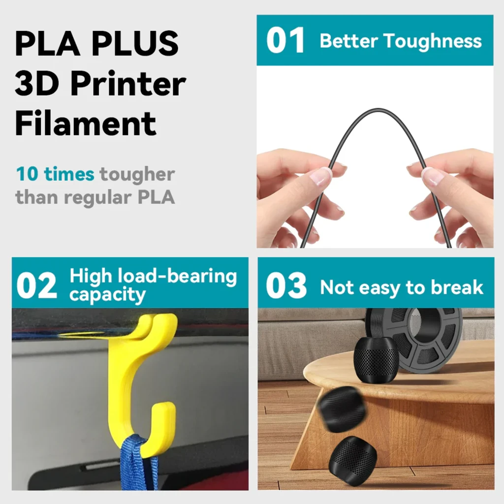 Carretel de filamento PLA+ preto SUNLU 1,75 mm 1 kg, acabamento uniforme, bobina robusta com enrolamento regular e tolerância ±0,02 mm - Item2