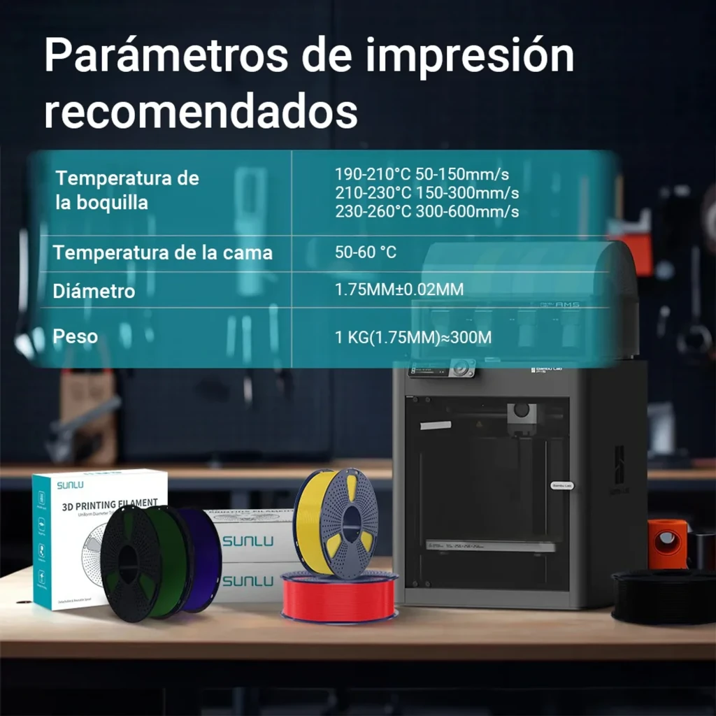 Carretel de filamento PLA+ preto SUNLU 1,75 mm 1 kg, acabamento uniforme, bobina robusta com enrolamento regular e tolerância ±0,02 mm - Item1