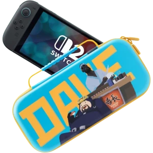 FUNLAB Funda Dave the Diver Azul Claro para Switch 2/1/OLED, rígida EVA con cremallera amarilla, diseño DAVE frontal y 10 ranuras para cartuchos