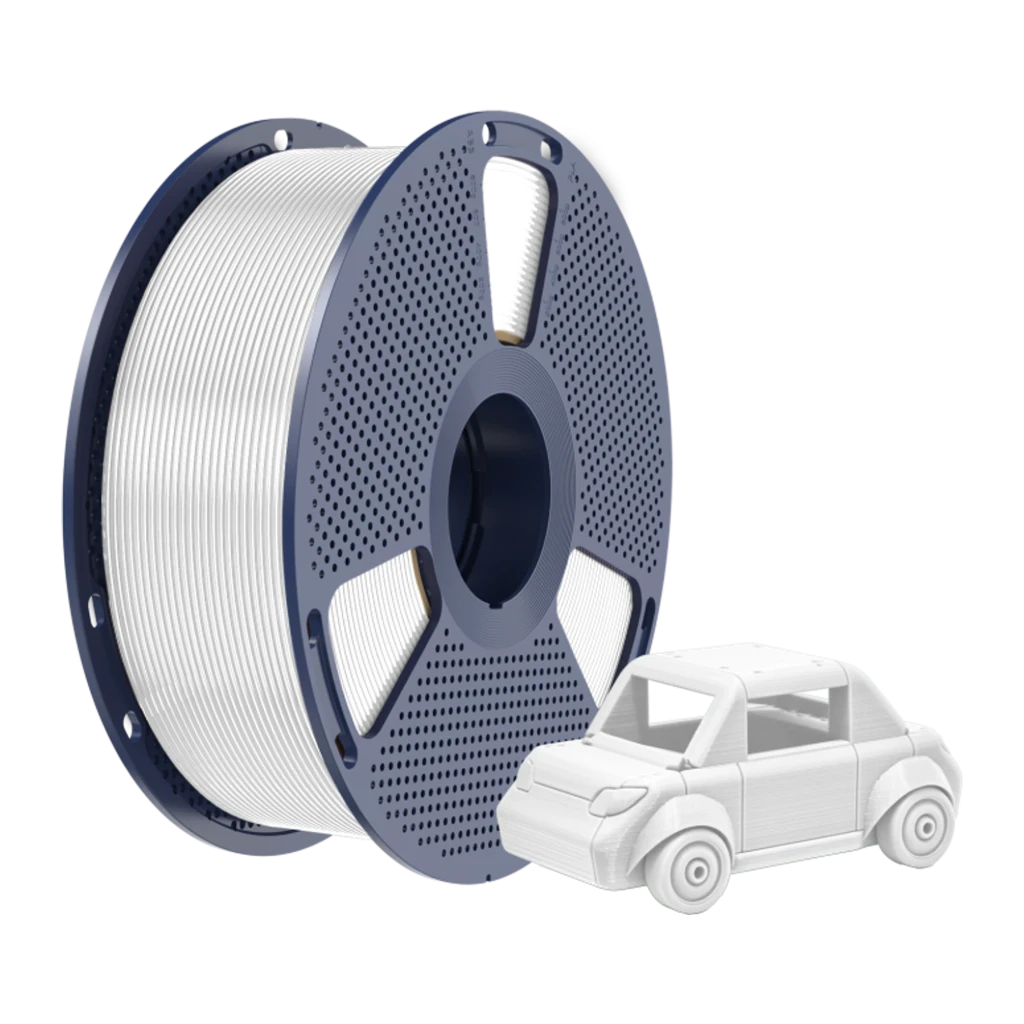 Carretel de filamento PETG branco Sunlu 1,75 mm, 1 kg, tolerância ±0,02 mm; bobina cinza com laterais perfuradas e enrolamento uniforme - Item4