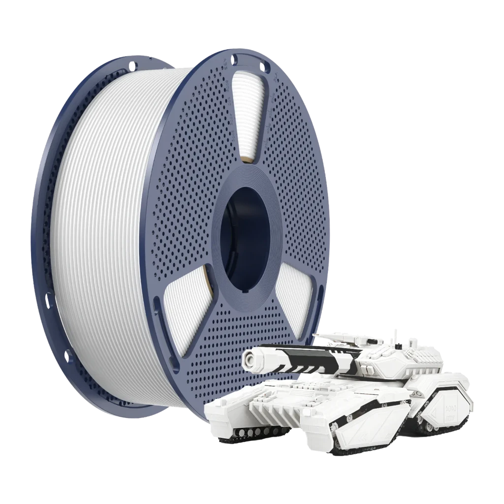 Carretel de filamento PETG branco Sunlu 1,75 mm, 1 kg, tolerância ±0,02 mm; bobina cinza com laterais perfuradas e enrolamento uniforme - Item5