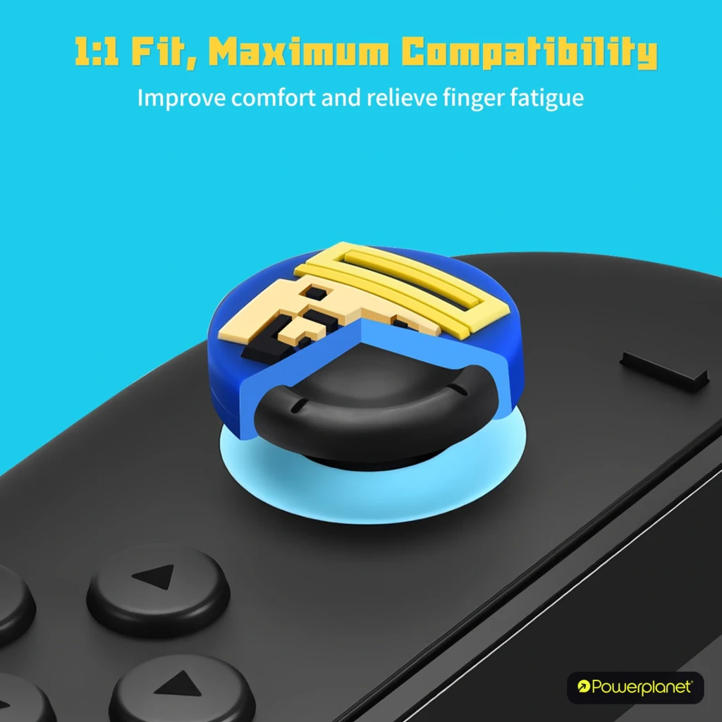 FUNLAB Switch 2 Thumb Grips Dave Collab Edition set de 4 grips para joystick con diseños pixel art en azul y marrón, textura antideslizante y relieve colorido - Ítem1