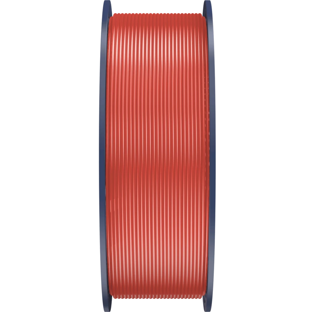 Filamento Sunlu PETG Vermelho 1,75 mm 1 kg ±0,02 mm em carretel cinza perfurado, fio liso e uniforme; mini carro impresso demonstra acabamento brilhante - Item2