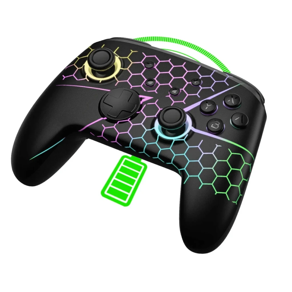Controlador sem fios FUNLAB Firefly Pro - Edição Z RGB com LEDs multicolor, padrão hexagonal iluminado, botões A/B/X/Y, gatilhos e analógicos com aro - Item2
