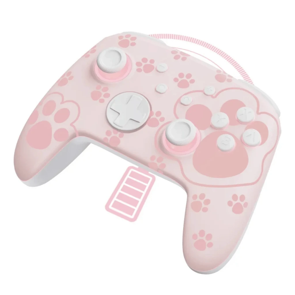 Controlador sem fios FUNLAB Firefly Pro - Edição Cat Paw RGB em rosa pastel, botões brancos, pegadas de gato, ergonomia suave e iluminação RGB discreta - Item3
