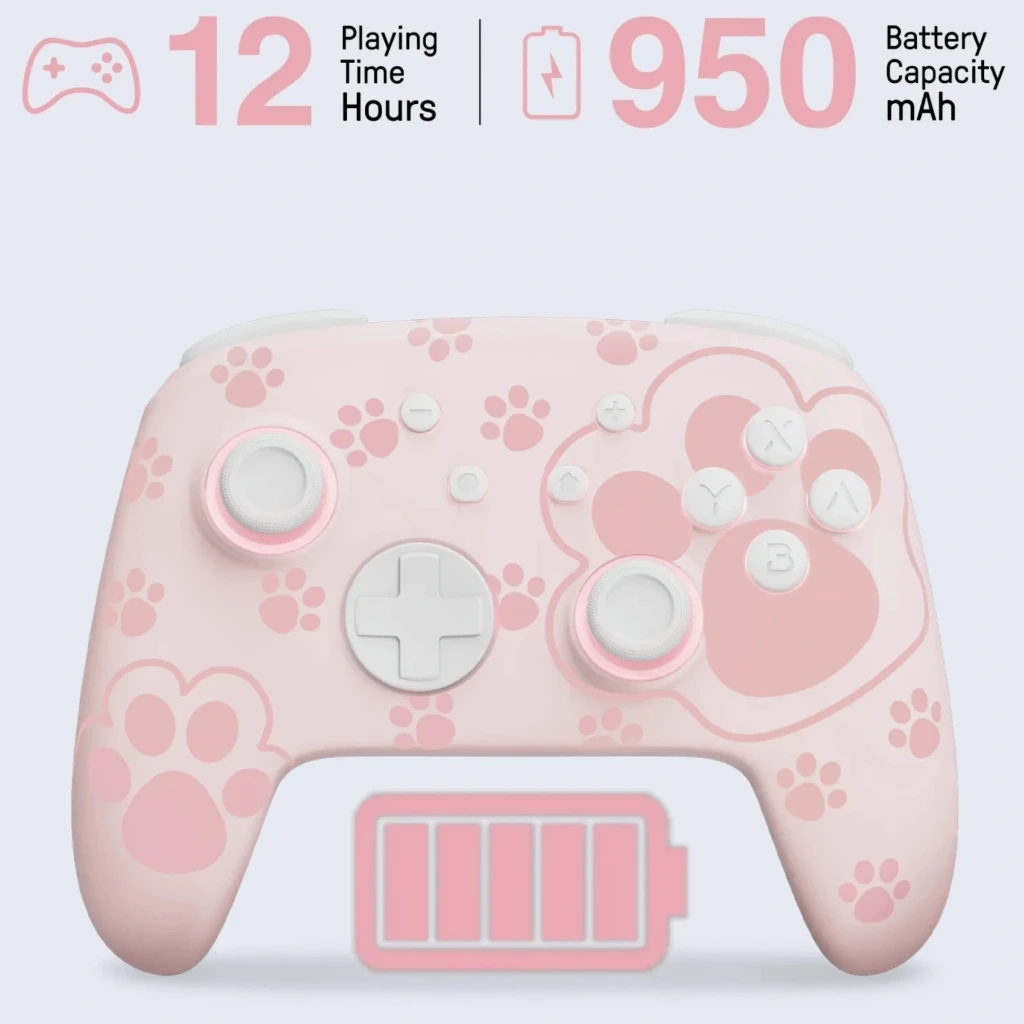 Controlador sem fios FUNLAB Firefly Pro - Edição Cat Paw RGB em rosa pastel, botões brancos, pegadas de gato, ergonomia suave e iluminação RGB discreta - Item2