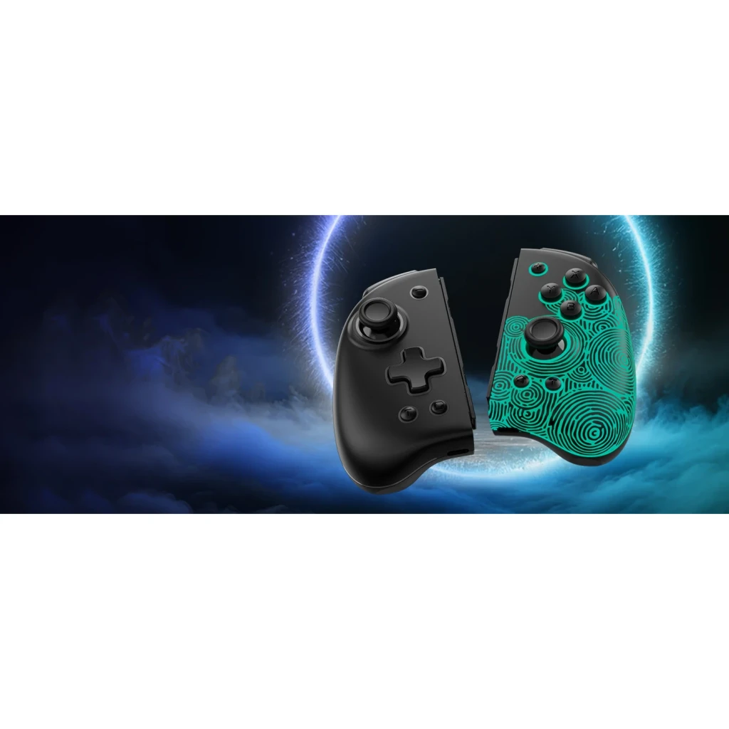 Comando de videojogos Funlab Luminous Wireless Joy-pad Preto Sem Fios, par separado: metade esquerda preta e direita