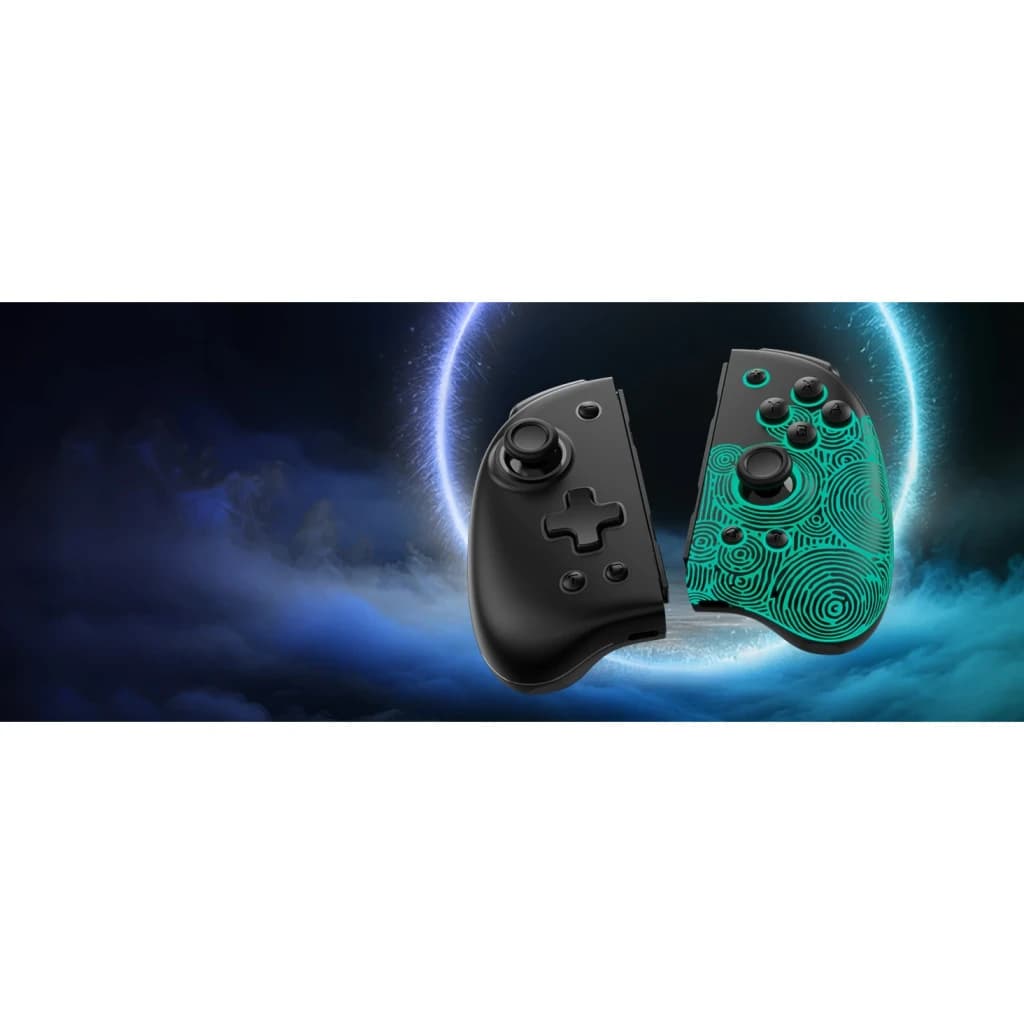 Comando de videojogos Funlab Luminous Wireless Joy-pad Preto Sem Fios, par separado: metade esquerda preta e direita