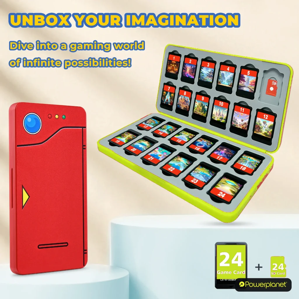 Estuche Funlab Switch Game Storage 24 Card Slots rojo, compacto y rígido, diseño tipo Pokédex con detalles impresos, cierre seguro y capacidad para 24 - Ítem1