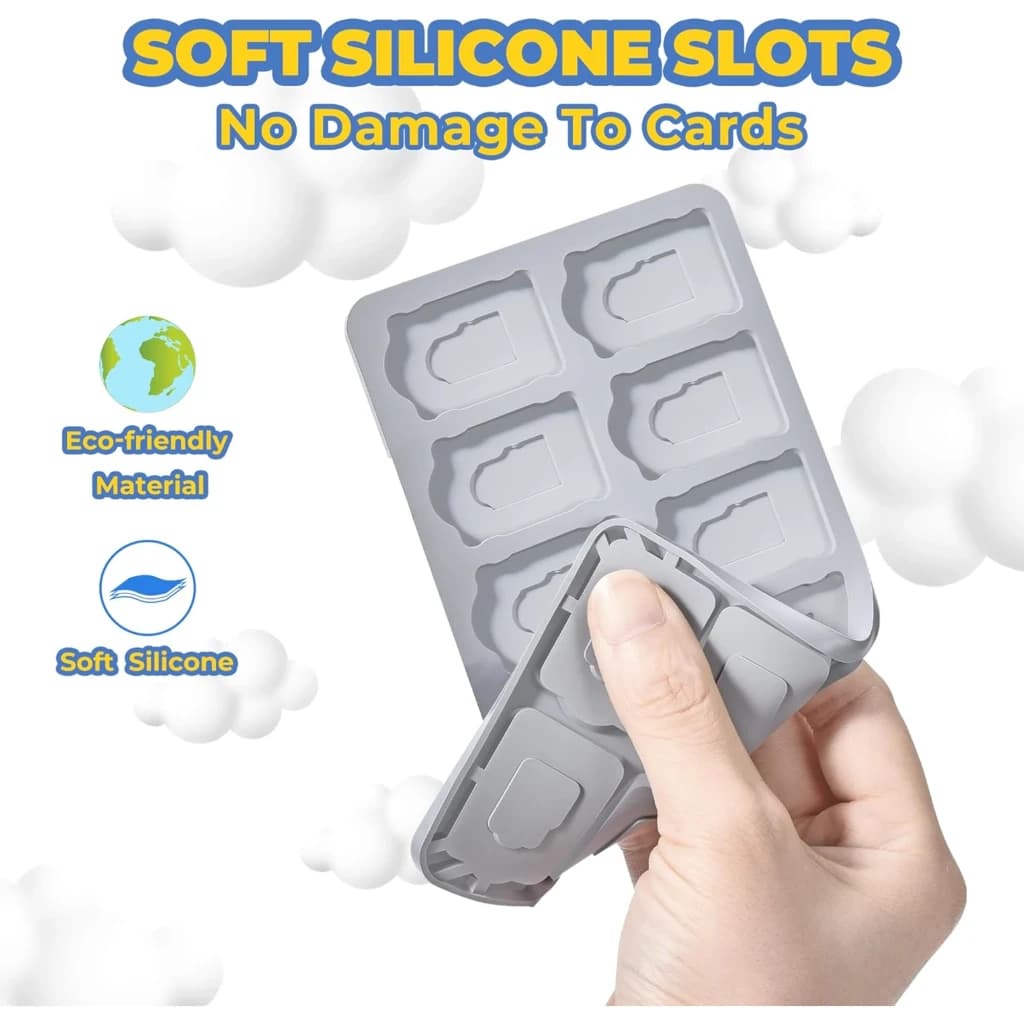 Inserto de silicone macio e ecológico para Estojo FUNLAB Switch, com ranhuras suaves que protegem os cartões de jogo e facilitam o encaixe e a remoção