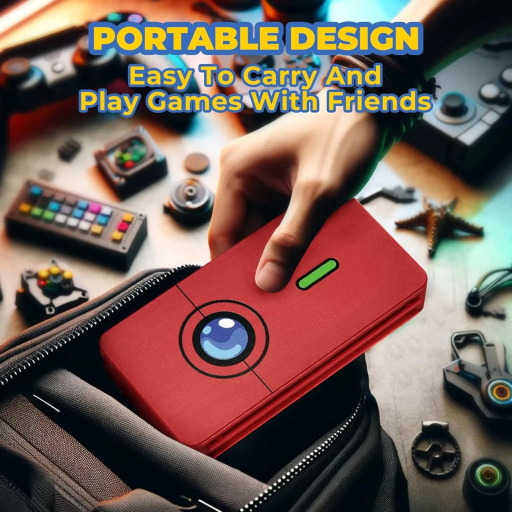 Funda FUNLAB Switch Game Storage 48 Card Slots en rojo con diseño tipo Pokédex, cierre magnético y ranura verde, compacta para 48 tarjetas de juego - Ítem3