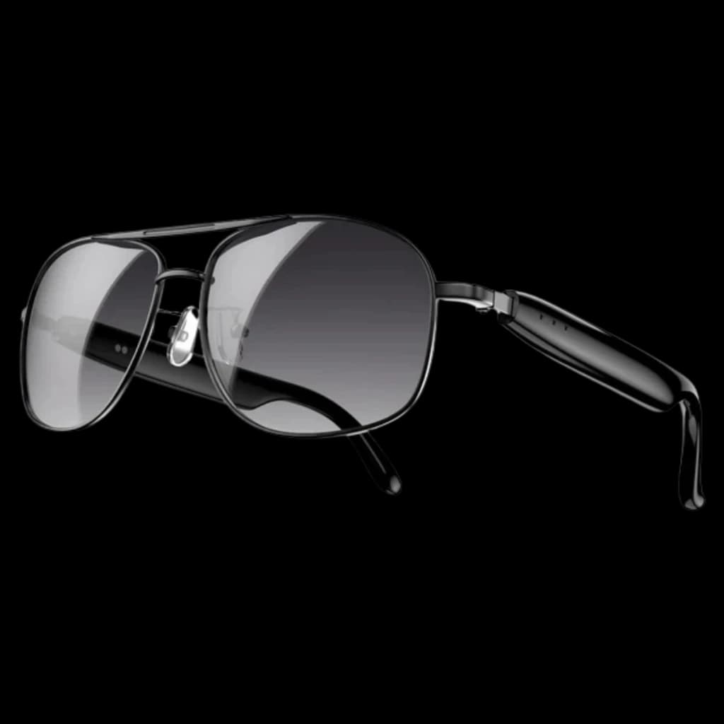 Blackview D1 Pro Gafas Inteligentes Black con montura metálica negra, lentes ahumados estilo aviador y patillas gruesas con controles integrados