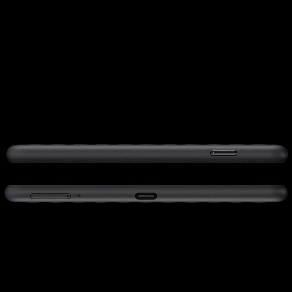 Perfil lateral del ONYX BOOX Go 6 Gen II: cuerpo delgado en negro mate, botones laterales discretos y puerto USB‑C centrado en el borde inferior