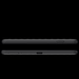 Perfil lateral del ONYX BOOX Go 6 Gen II: cuerpo delgado en negro mate, botones laterales discretos y puerto USB‑C centrado en el borde inferior