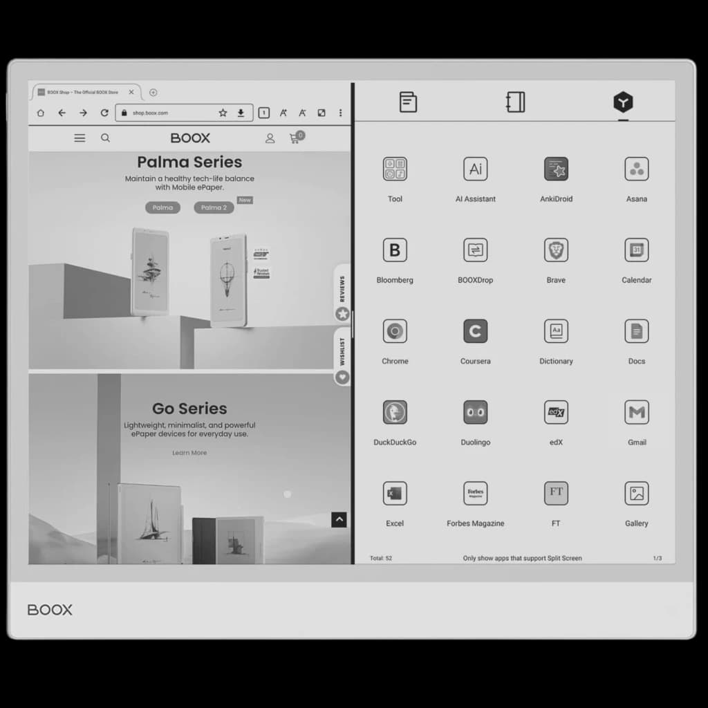 ONYX BOOX Note Max eReader 13,3" 128 GB con pantalla E Ink Carta 1300, doble vista dividida, biseles delgados y barra inferior con logo BOOX