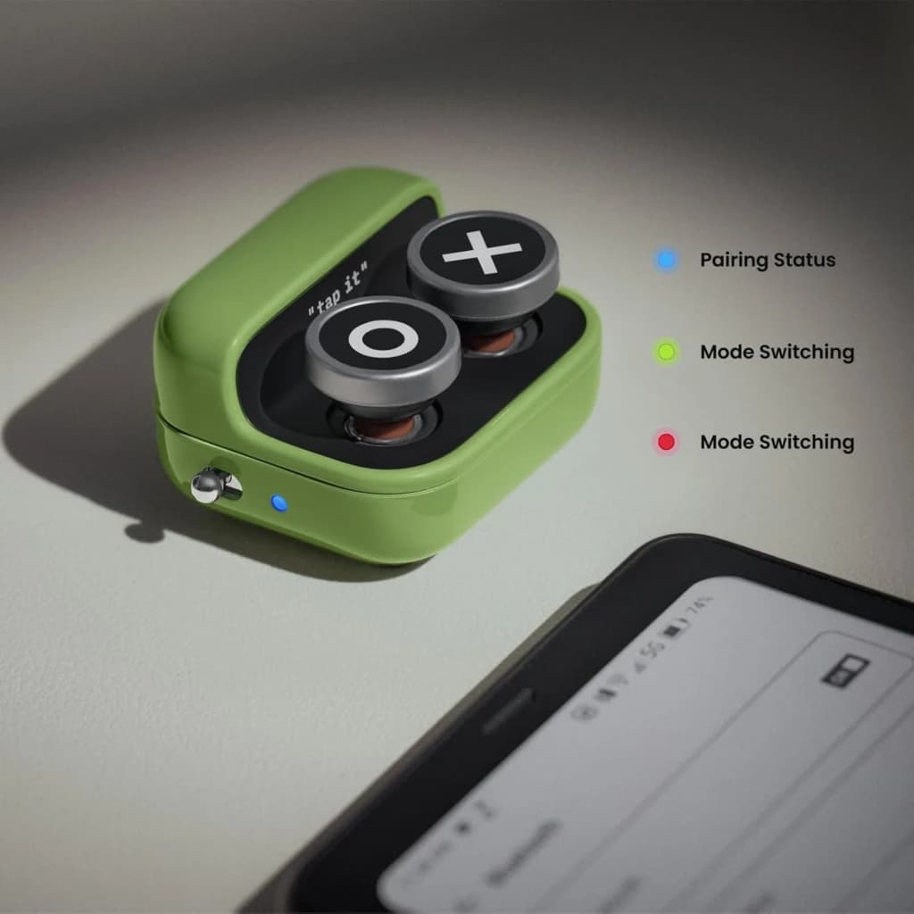 Onyx Boox Cargador Inalámbrico para BOOX Tappy Pasapáginas en estuche verde con luces LED de estado y botones magnéticos O y X, diseño compacto y portátil
