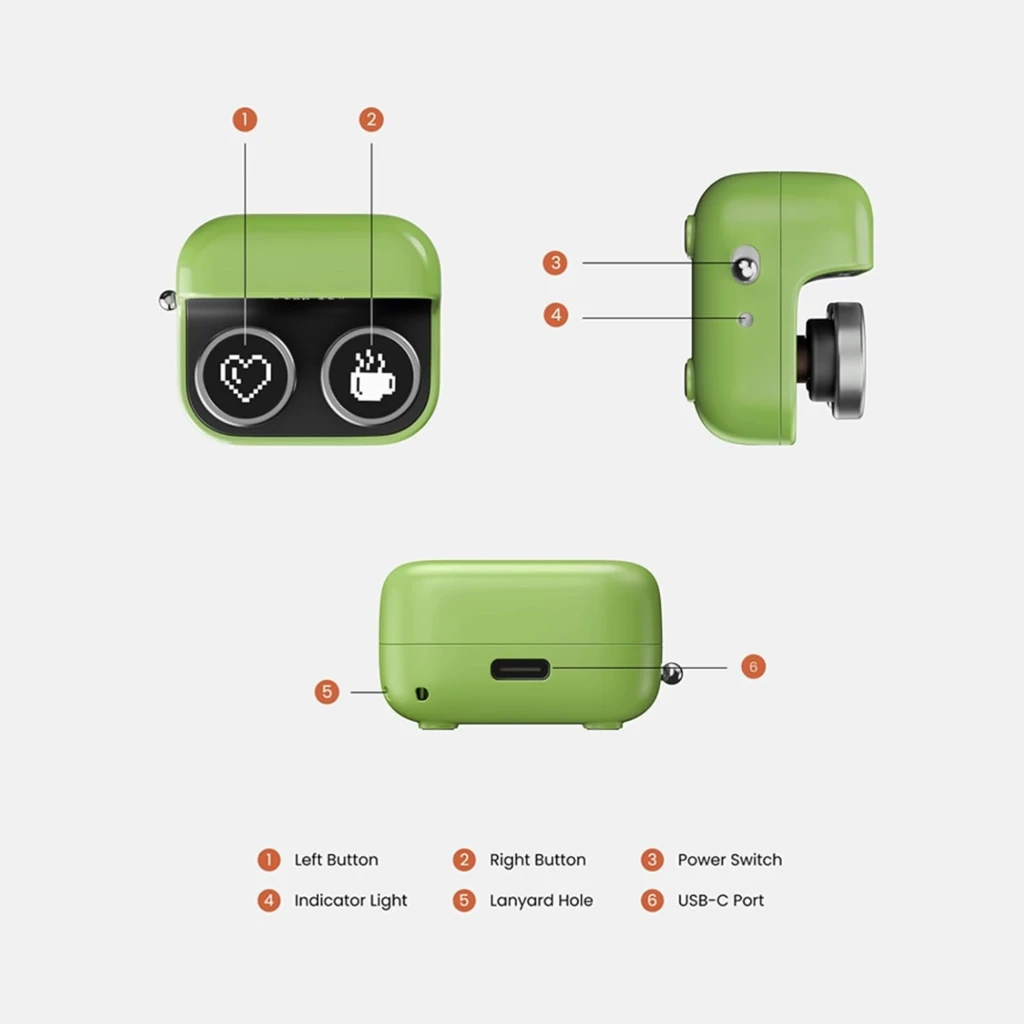 Onyx Boox Cargador Inalámbrico para BOOX Tappy Pasapáginas en verde, base magnética con dos botones circulares y pantallas LED con iconos pixelados - Ítem6
