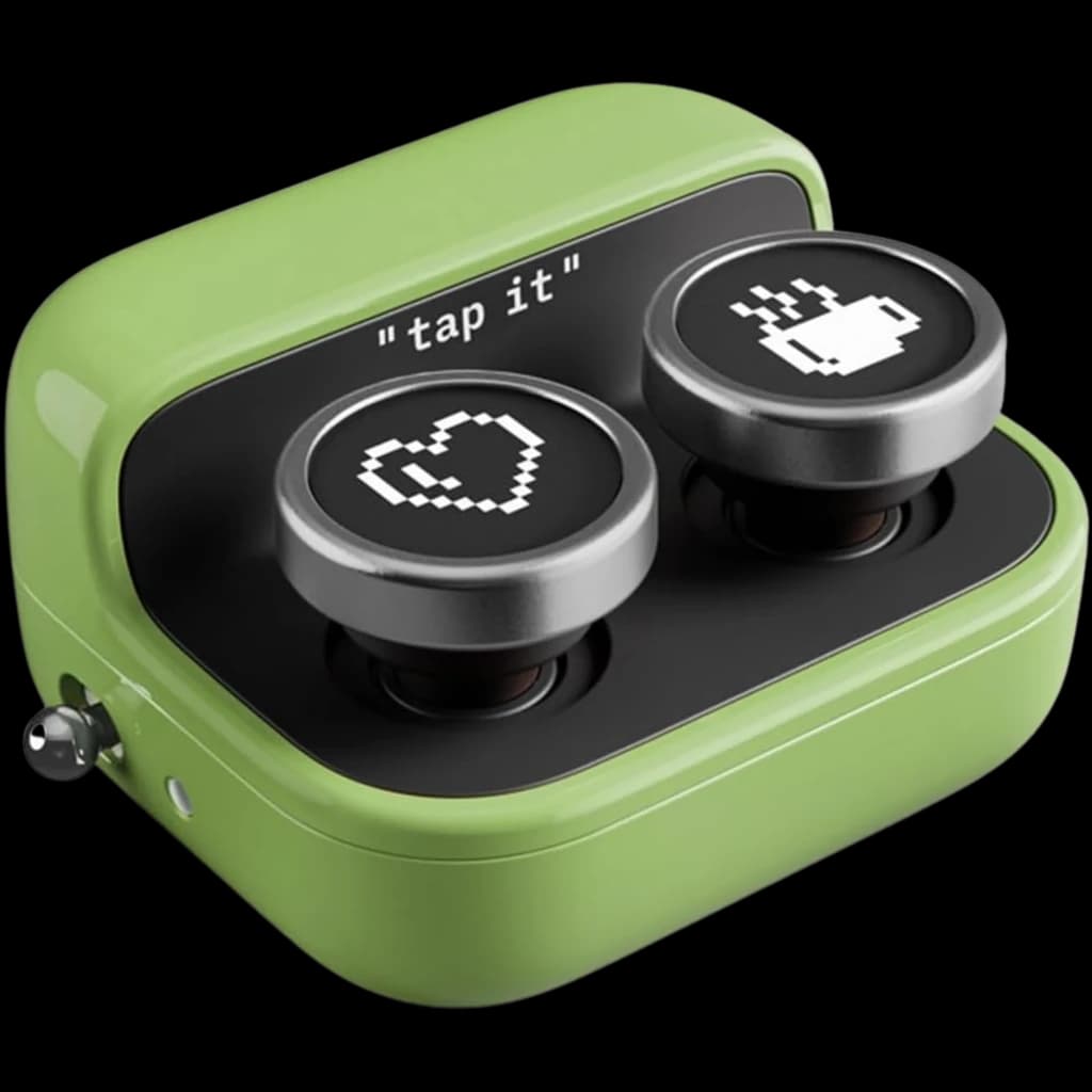 Onyx Boox Cargador Inalámbrico para BOOX Tappy Pasapáginas en verde, base magnética con dos botones circulares y pantallas LED con iconos pixelados
