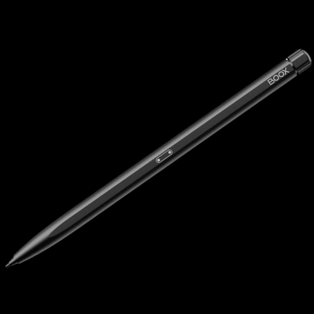 Lápiz táctil ONYX BOOX Pen2 Pro negro, cuerpo metálico delgado, clip superior y botón lateral; punta fina para precisión en tablets BOOX ePaper