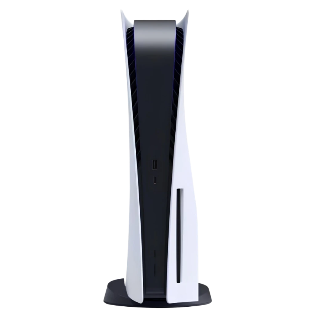 Console PS5 Slim blanche avec lecteur disque, design fin bicolore noir et blanc, ports en façade, état rénové excellent, capacité 1 To - Ítem1