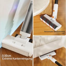 Cabezal 3 en 1 para aspiradora JONR ED20 Pro: rodillo motorizado, mopa de microfibra y giro horizontal >90°, limpia bordes extremos y bajo muebles