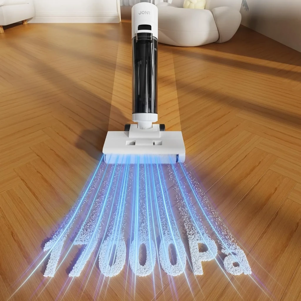 JONR ED20 Pro 3 en 1 sin cable, cuerpo blanco con detalles naranjas, depósito transparente, cabezal ancho, rodillo motorizado y boquilla estrecha con cepillo - Ítem2