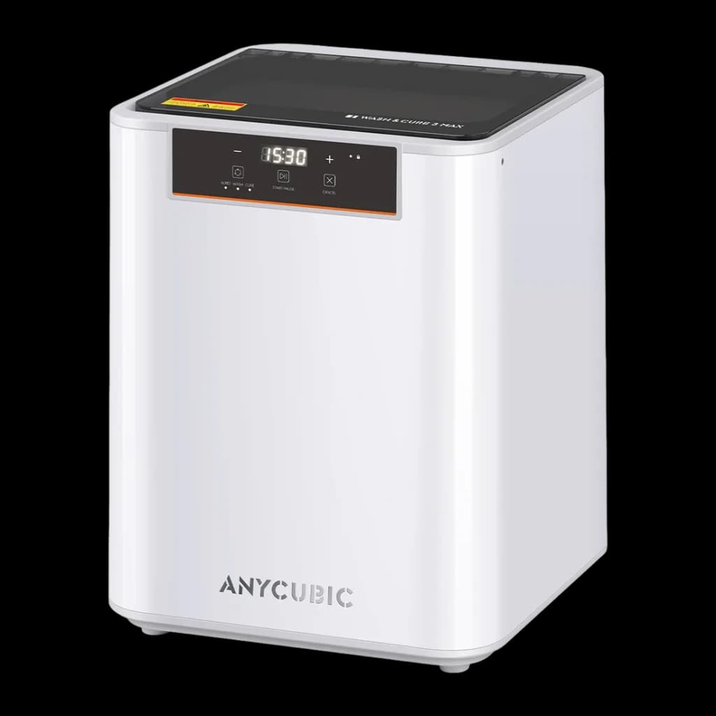 Máquina de lavado y curado Anycubic Wash & Cure 3 Max, vista frontal: cuerpo blanco compacto con panel táctil digital