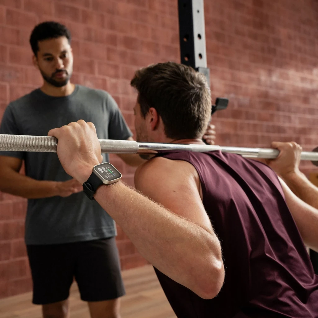 Amazfit Bip Max en gris carbón con pantalla AMOLED de 2,07 pulgadas, bordes redondeados y correa de silicona negra; muestra métricas de salud y batería en - Ítem5