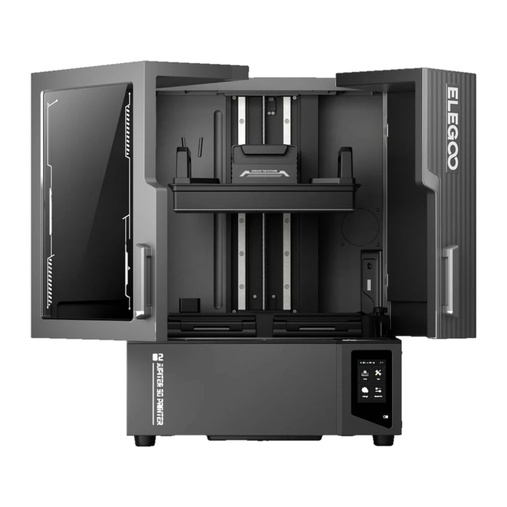 Impresora 3D Elegoo Jupiter 2 16K MSLA con chasis metálico gris, panel táctil frontal, ventana transparente y gran volumen 302×162×300 mm, alta precisión - Ítem5