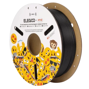 Bobina de filamento PLA 1.75 mm negro, 1 kg, marca ELEGOO x Emoji, carrete con diseño de emojis y bordes de cartón, enrollado uniforme y limpio