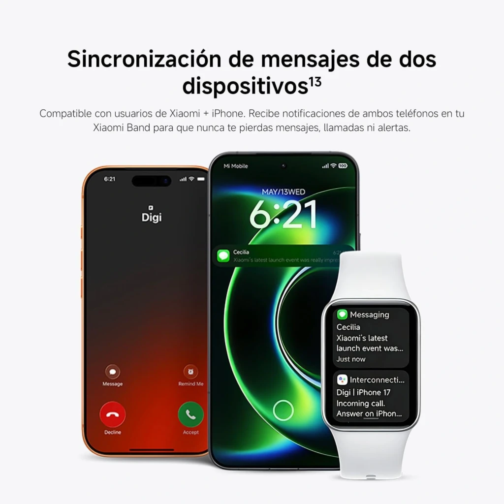 Pulseira Xiaomi Smart Band 10 Pro NFC prateada com ecrã AMOLED 1,74, moldura metálica curva, bracelete silicone ajustável e pagamentos contactless - Item3