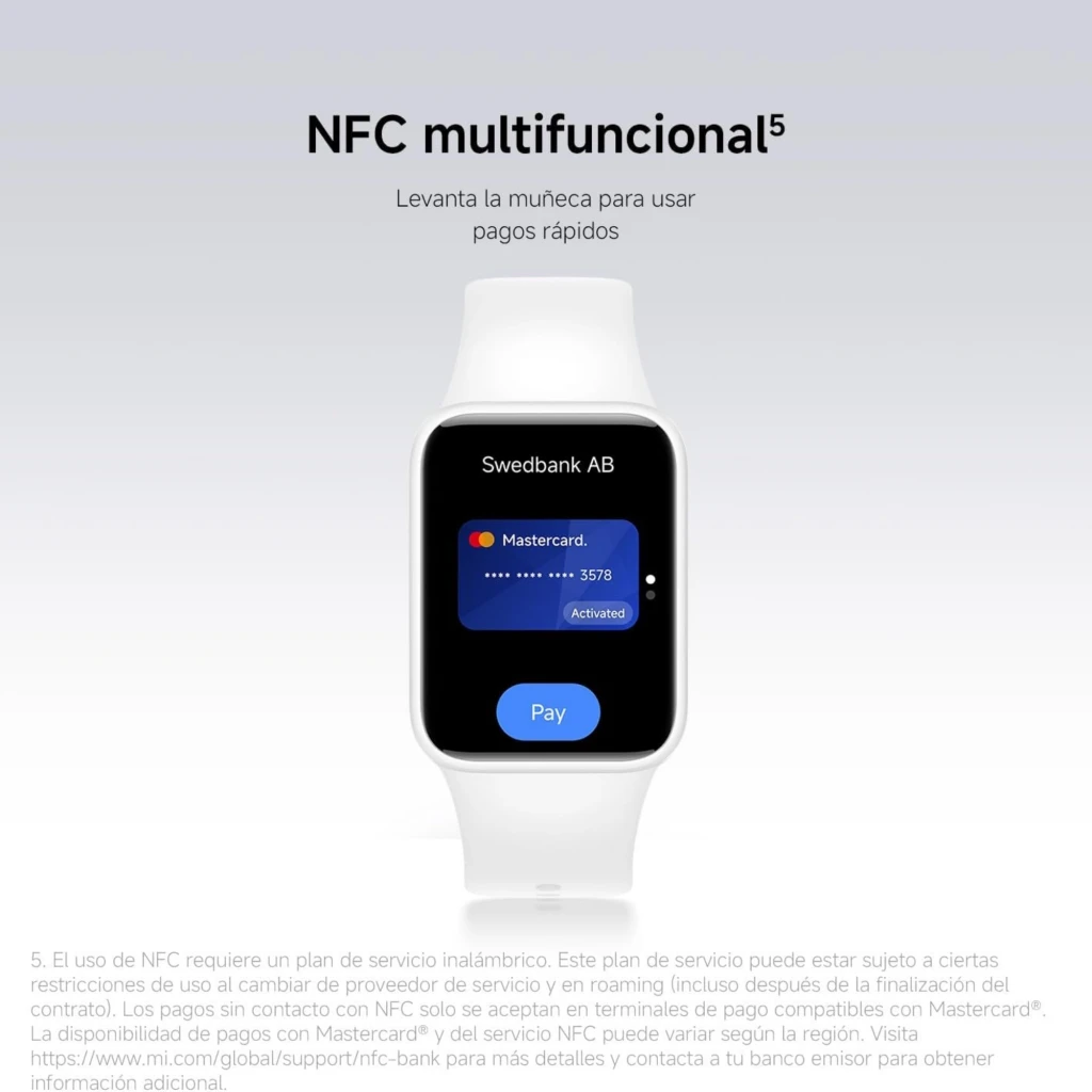 Pulseira Xiaomi Smart Band 10 Pro NFC prateada com ecrã AMOLED 1,74, moldura metálica curva, bracelete silicone ajustável e pagamentos contactless - Item2