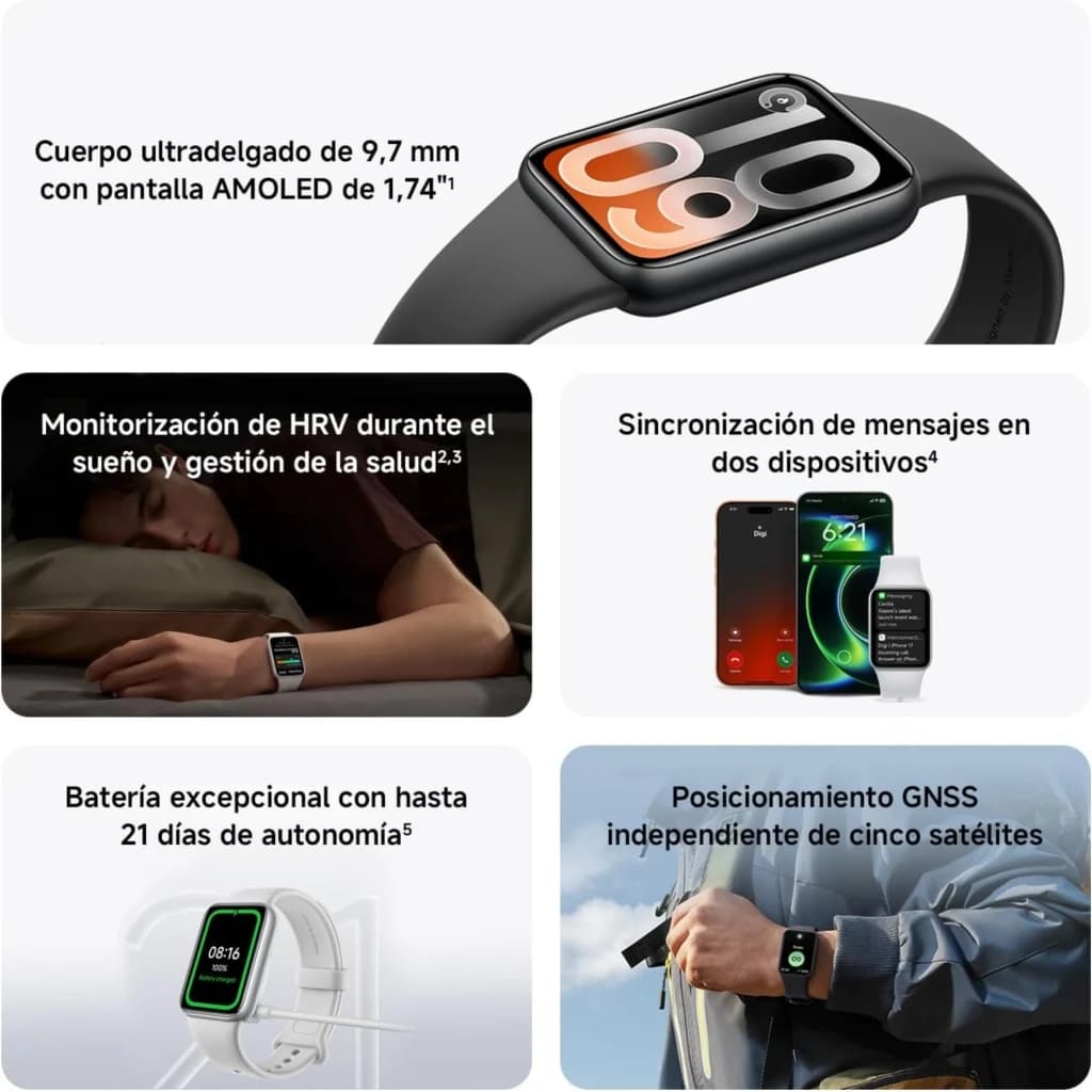Xiaomi Smart Band 10 Pro preta com ecrã AMOLED 1,74, corpo fino 9,7 mm, GNSS multissatélite, mensagens em dois dispositivos e bateria até 21 dias