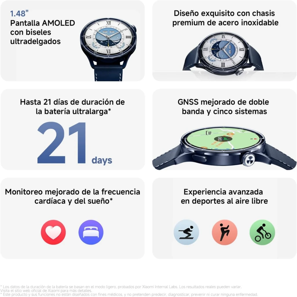 Xiaomi Watch S5 46 mm preto com caixa metálica, tela AMOLED 1,48 polegadas, mostradores redondo e esportivo, pulseira de silicone e botões laterais - Item1