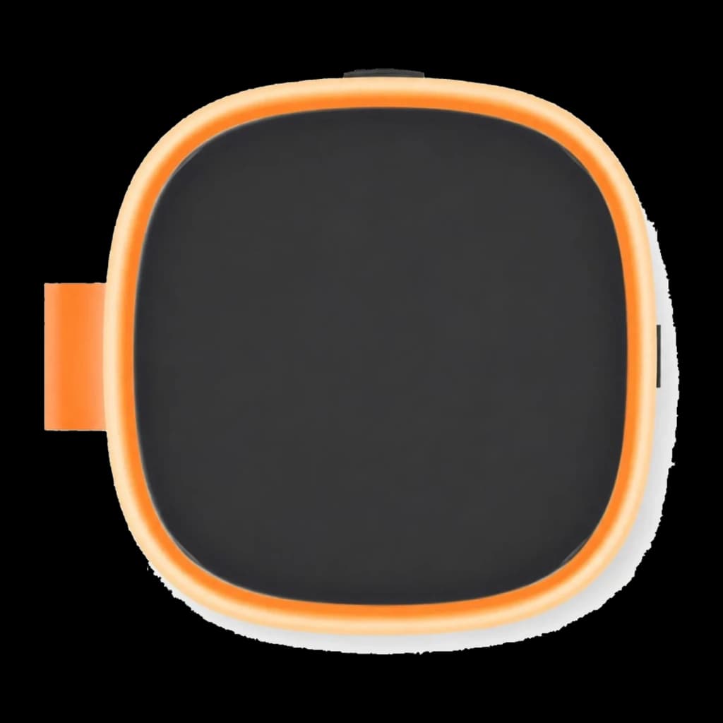 Altavoz Bluetooth Xiaomi Sound Play negro con marco naranja, forma cuadrada de bordes redondeados, rejilla frontal amplia y correa lateral. IP68, 18W, 14h