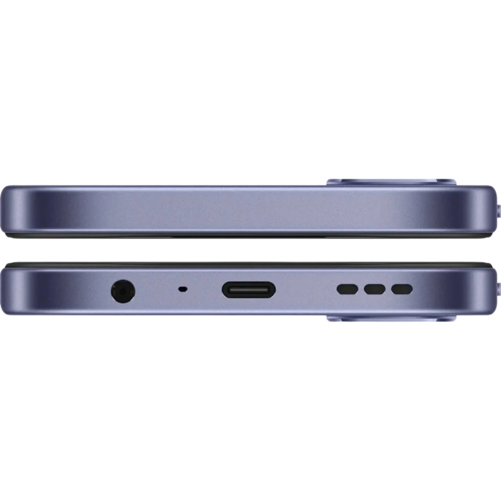 OPPO A6X 5G negro con pantalla amplia, doble cámara trasera con aro plateado, frontal con borde delgado y notch mínimo; diseño elegante y batería 6100 mAh - Ítem4