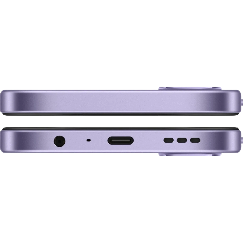 OPPO A6X 5G 256 GB Lilás com tela ampla de bordas finas, câmera dupla traseira com anéis destacados e frontal perfurada; design elegante e moderno - Item4