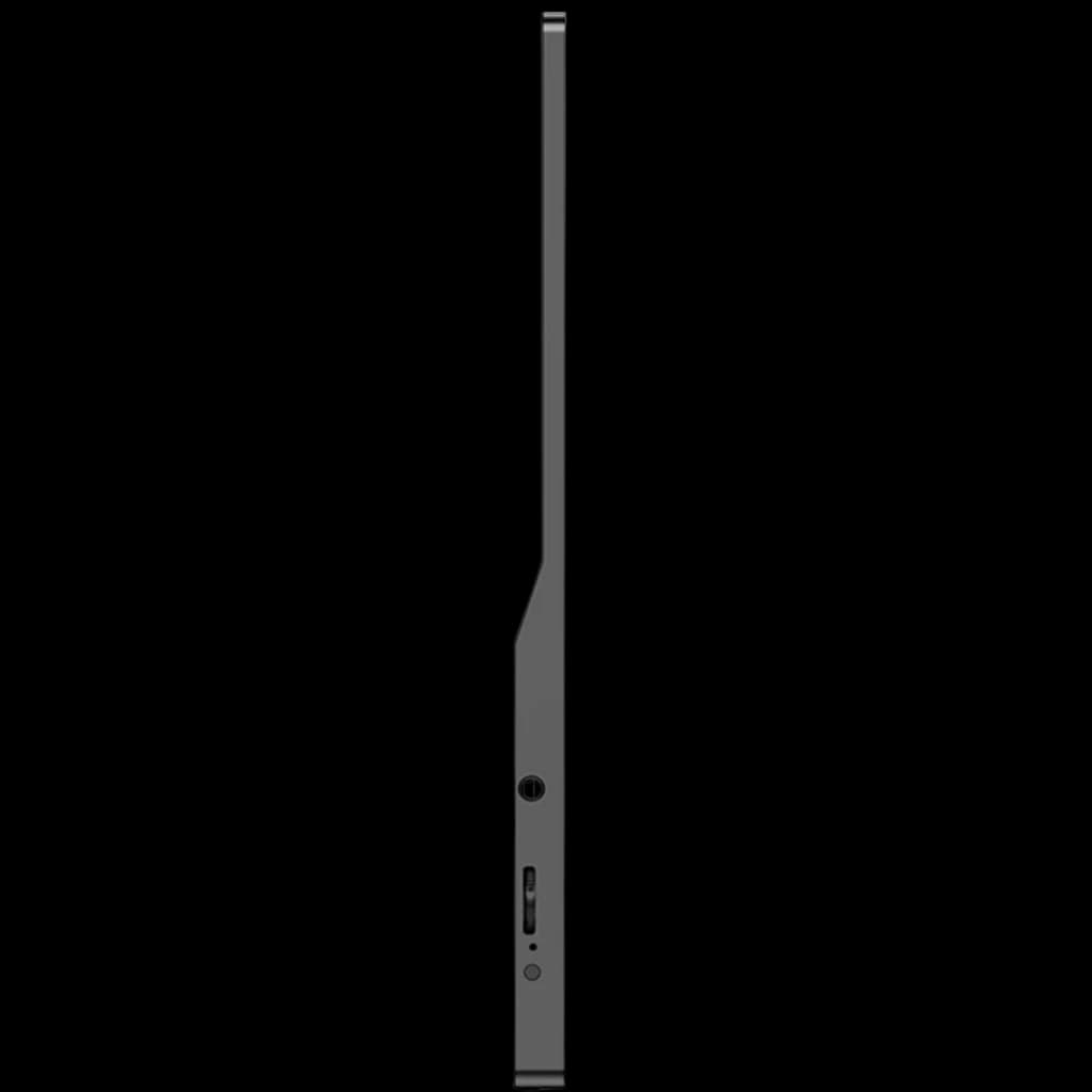 Perfil lateral del Uperfect USetup E7 Monitor Portátil 15.6 pulgadas Full HD táctil, chasis ultradelgado en color negro con puertos laterales visibles