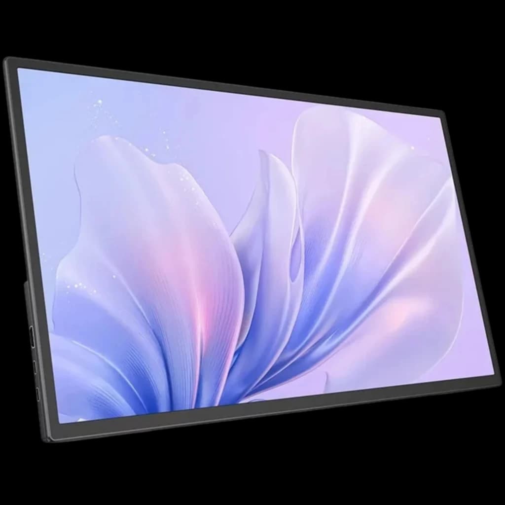 Uperfect UMax21 Monitor 21,5" Full HD táctil IPS 120 Hz con biseles delgados, panel brillante y colores suaves en tonos lila y azul sobre pantalla amplia