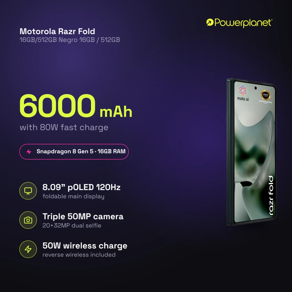 Motorola Razr Fold 5G negro con pantalla pOLED 8,09