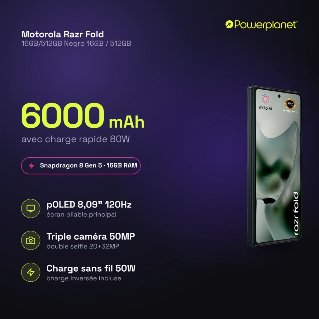 Motorola Razr Fold 5G negro con pantalla pOLED 8,09