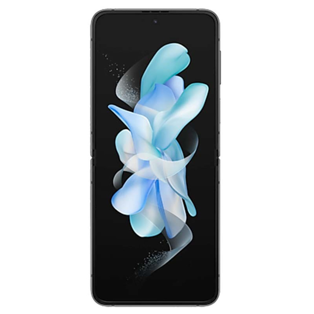 Samsung Galaxy Z Flip4 5G preto recondicionado, bom estado. Tela dobrável AMOLED, bordas finas, câmera dupla traseira e display interno com grafismo azul - Item3