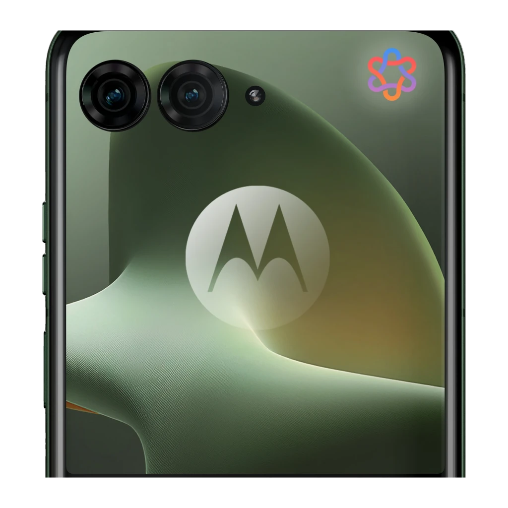 Motorola Razr 70 Plus 5G plegable en verde Mountain View, doble cámara trasera, pantalla externa cuadrada, acabado texturizado y logotipo Motorola destacado - Ítem6
