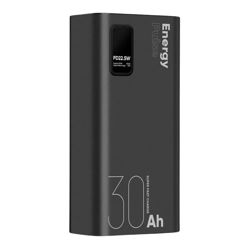 OBAL:ME EnergyPulse Power Bank 30000mAh 22,5W USB-C Preto com visor digital de carga, corpo preto fosco, portas USB-A e USB-C e cabo incluso - Item2